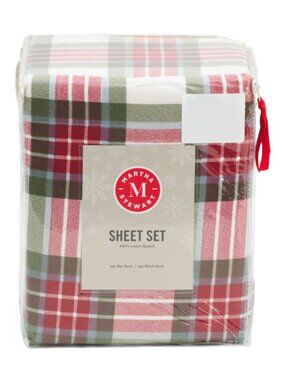 MARTHA STEWART Plaid Flannel Sheet Set